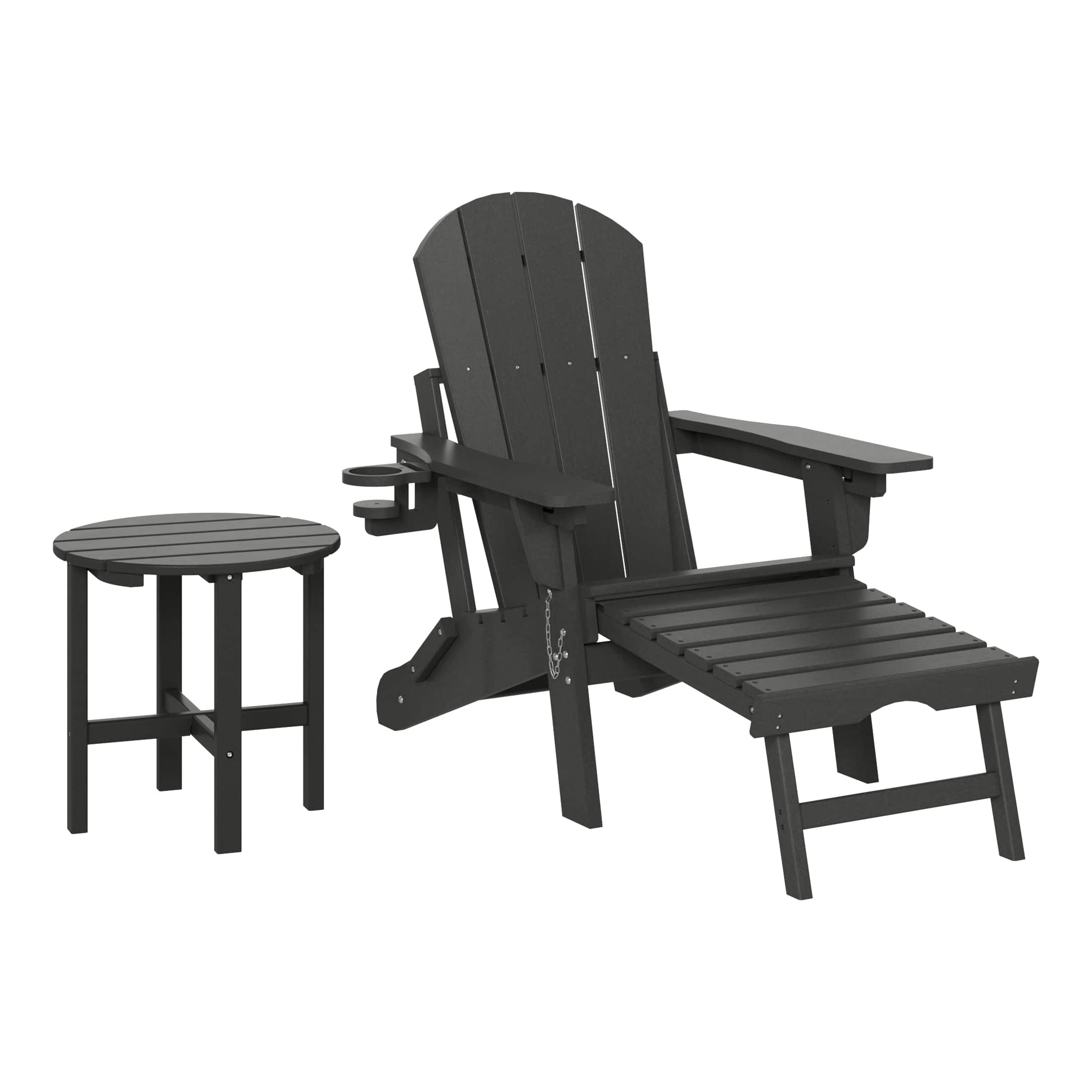 WestinTrends - Malibu 2-Piece Outdoor Folding Adjustable Adirondack Chair with Cup Holder & Side Table - Gray price history on PriceWatchPro