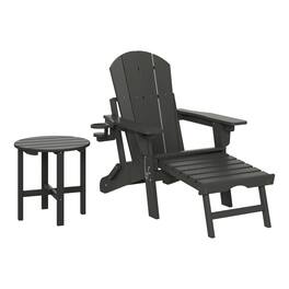 WestinTrends - Malibu 2-Piece Outdoor Folding Adjustable Adirondack Chair with Cup Holder & Side Table - Gray