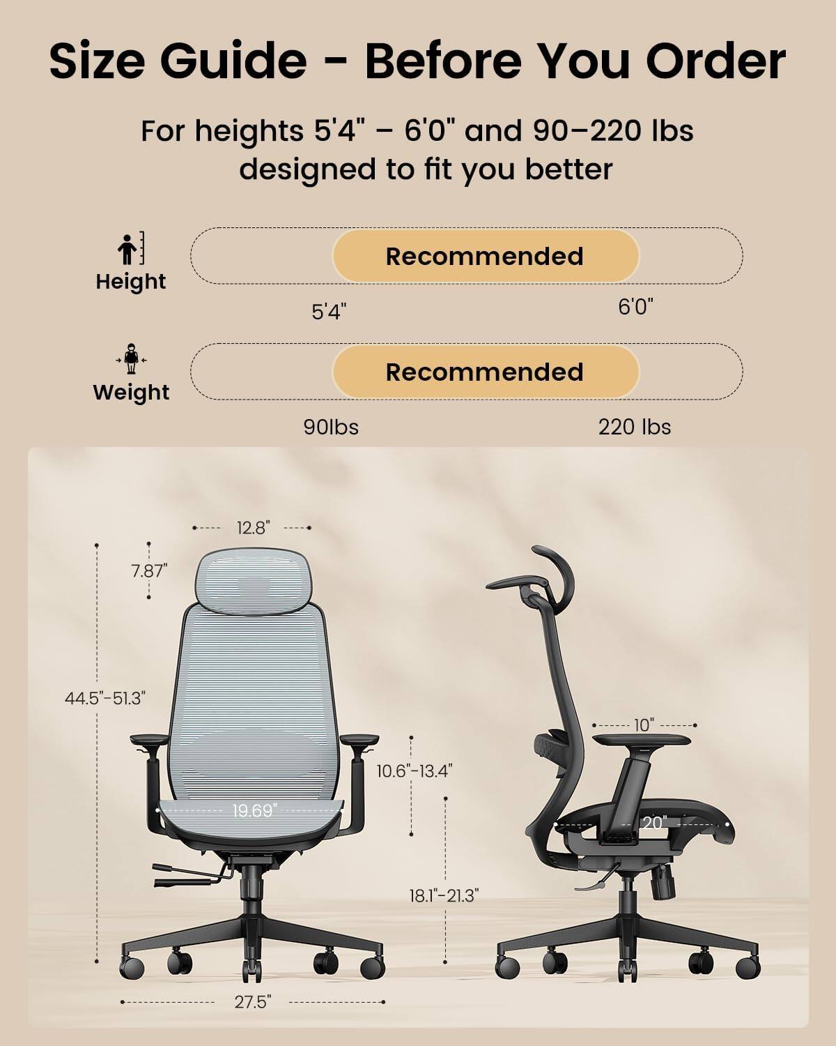ProtoArc EC200 Pro Ergonomic Mesh Office Chair for Remote Work Gray ...