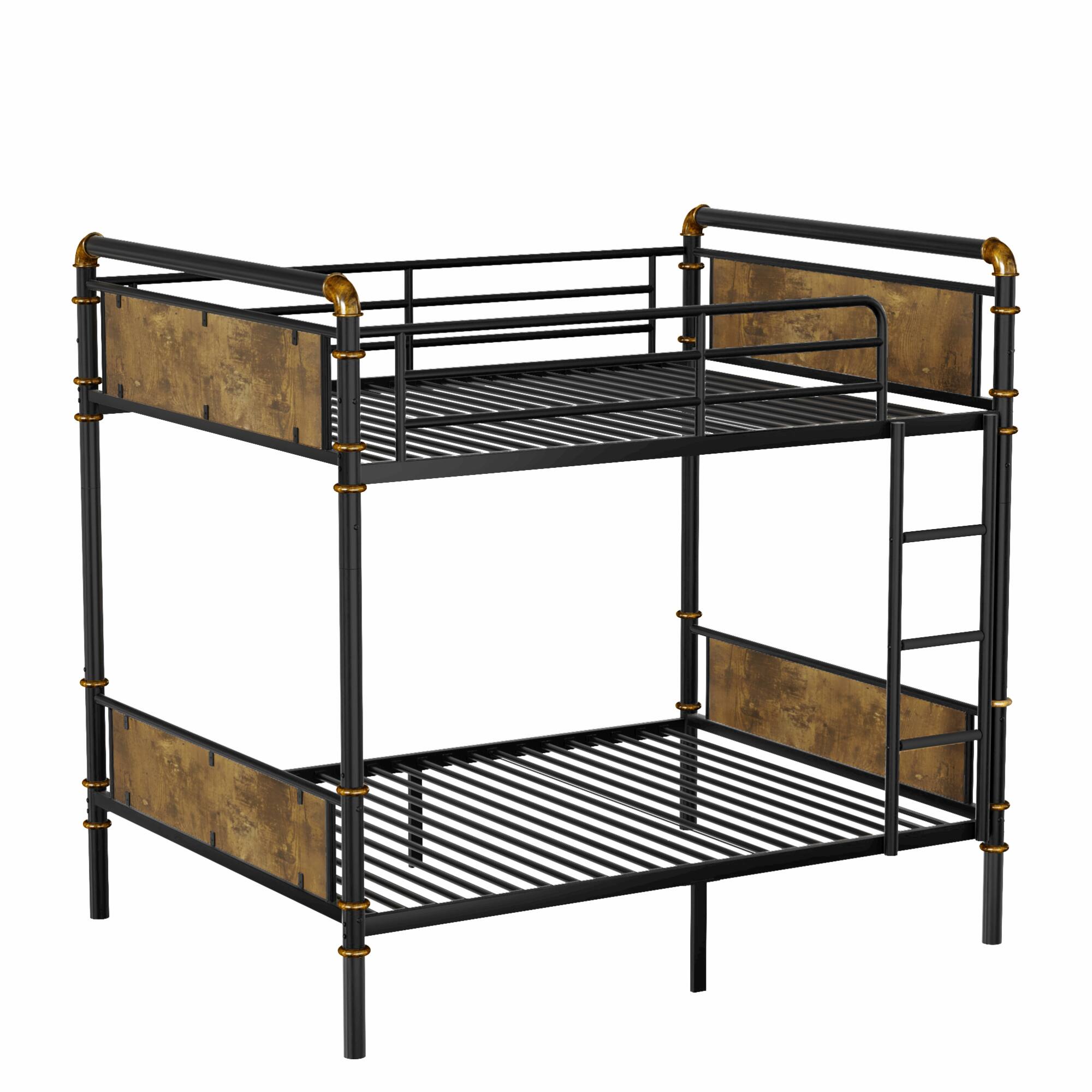 Alt View 6. GOODSILO - Convertible Twin XL Metal Bunk Bed with Safety Guard Rails and Industrial Design - Black.
