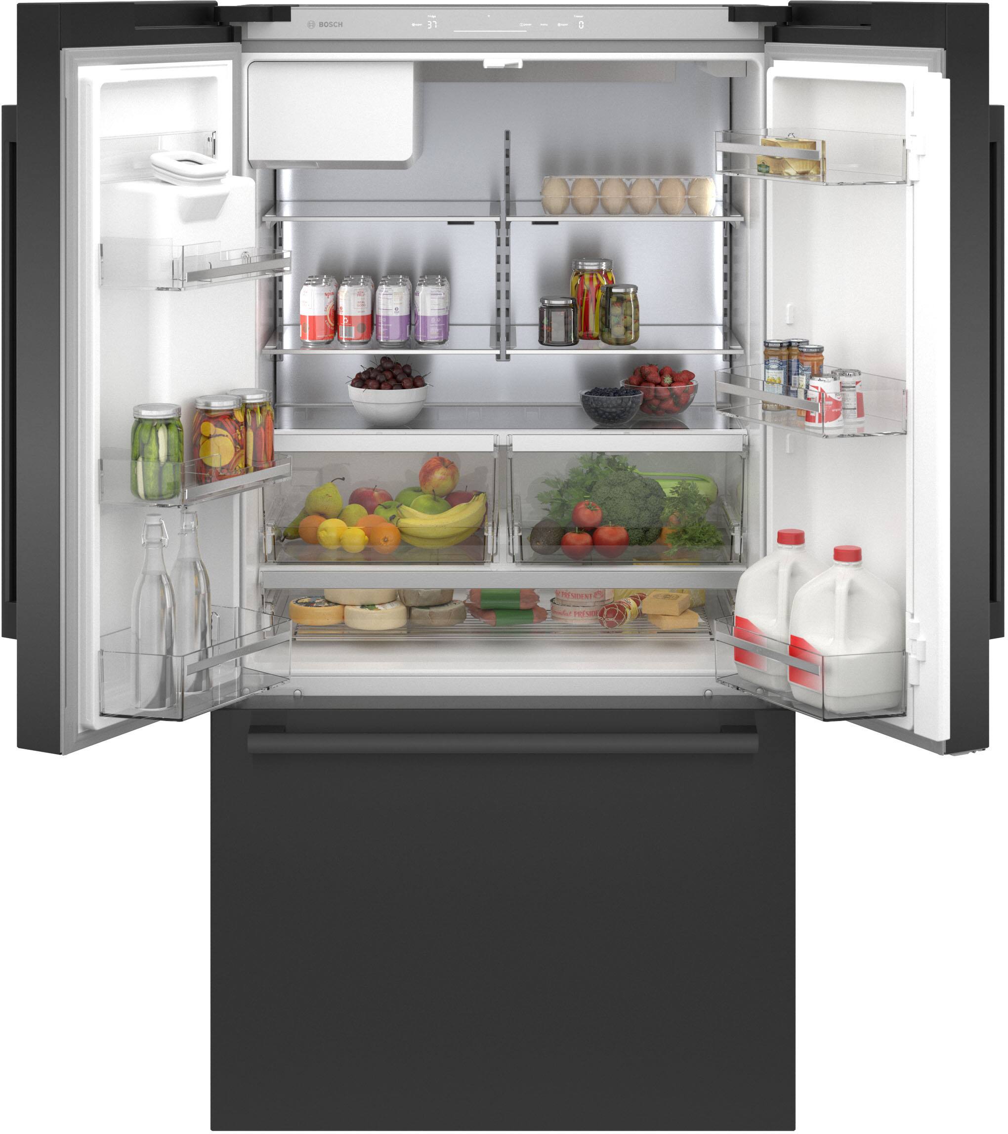 Alt View 12. Bosch - 500 Series 21 Cu. Ft. Bottom-Freezer French Door Counter-Depth Smart Refrigerator with External Water and Ice - Black Stainless Steel.