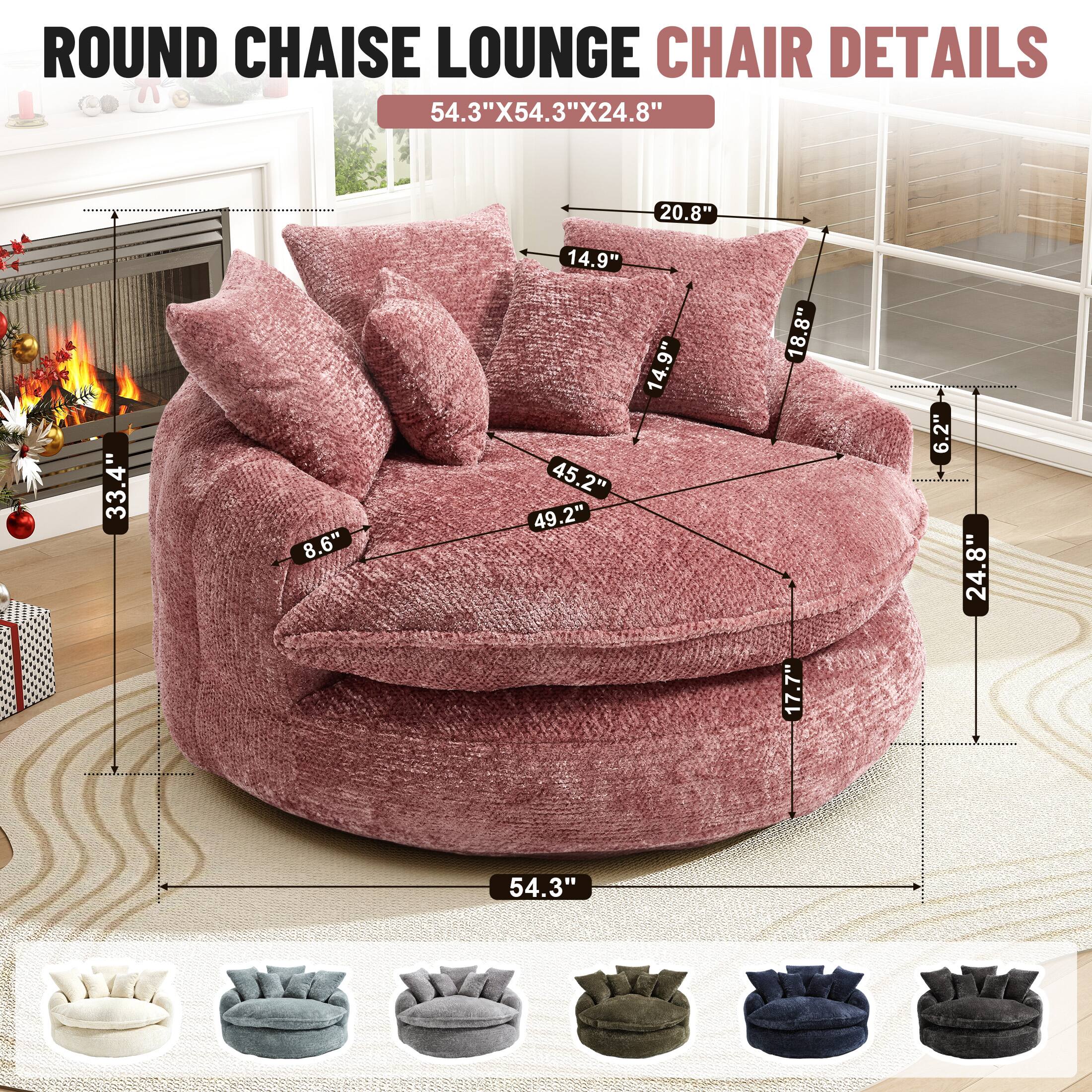ROUND CHAISE LOUNGE CHAIR DETAILS  
54.3"X54.3"X24.8"  
- 54.3"  
- 20.8"  
- 33.4"  
- 8.6"  
- 14.9"  
- 14.9"  
- 45.2"  
- 49.2"  
- 18.8"  
- 6.2"  
- 24.8"  
- 17.7"  
- 54.3"