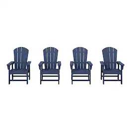 WestinTrends - Malibu Kids Outdoor Adirondack Plastic Patio Chair (Set of 4) - Navy Blue