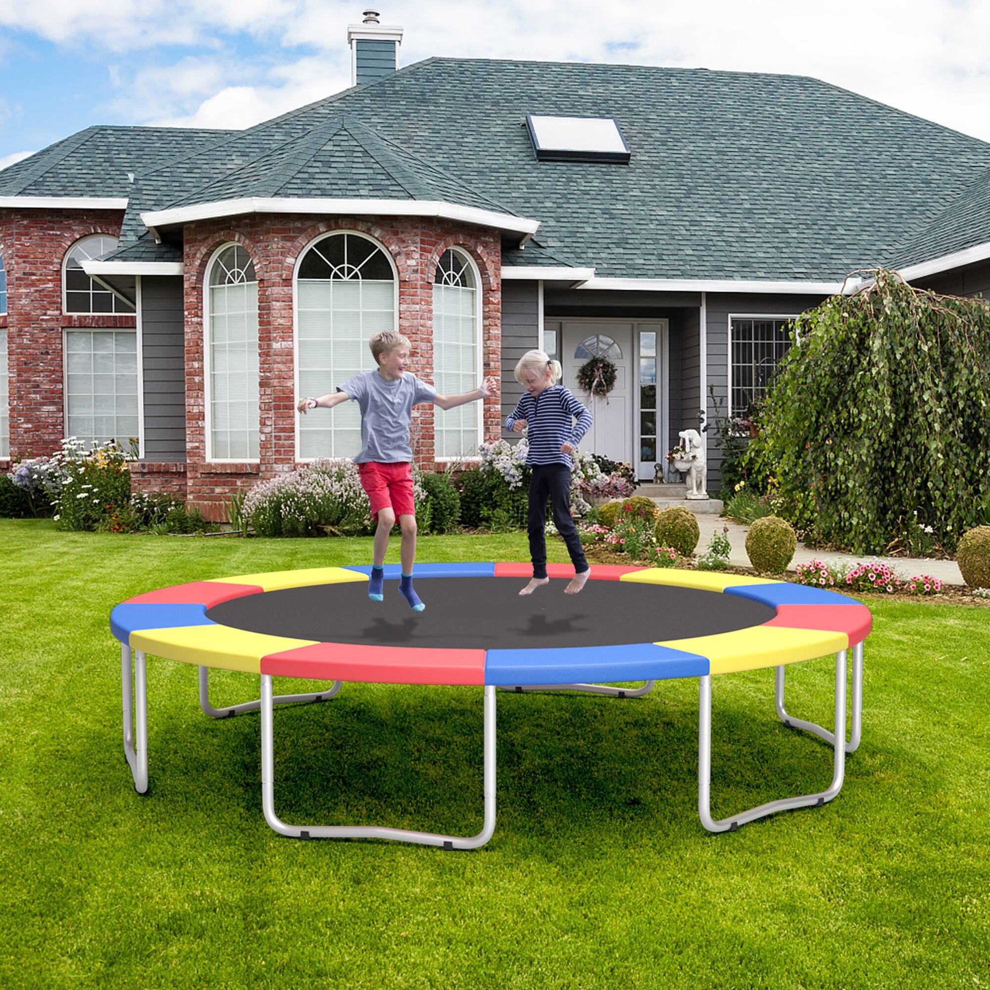 Alt View 2. Gymax - Gymax 12FT Trampoline Replacement Safety Pad Universal Trampoline Cover Multi-color - Multi-color.