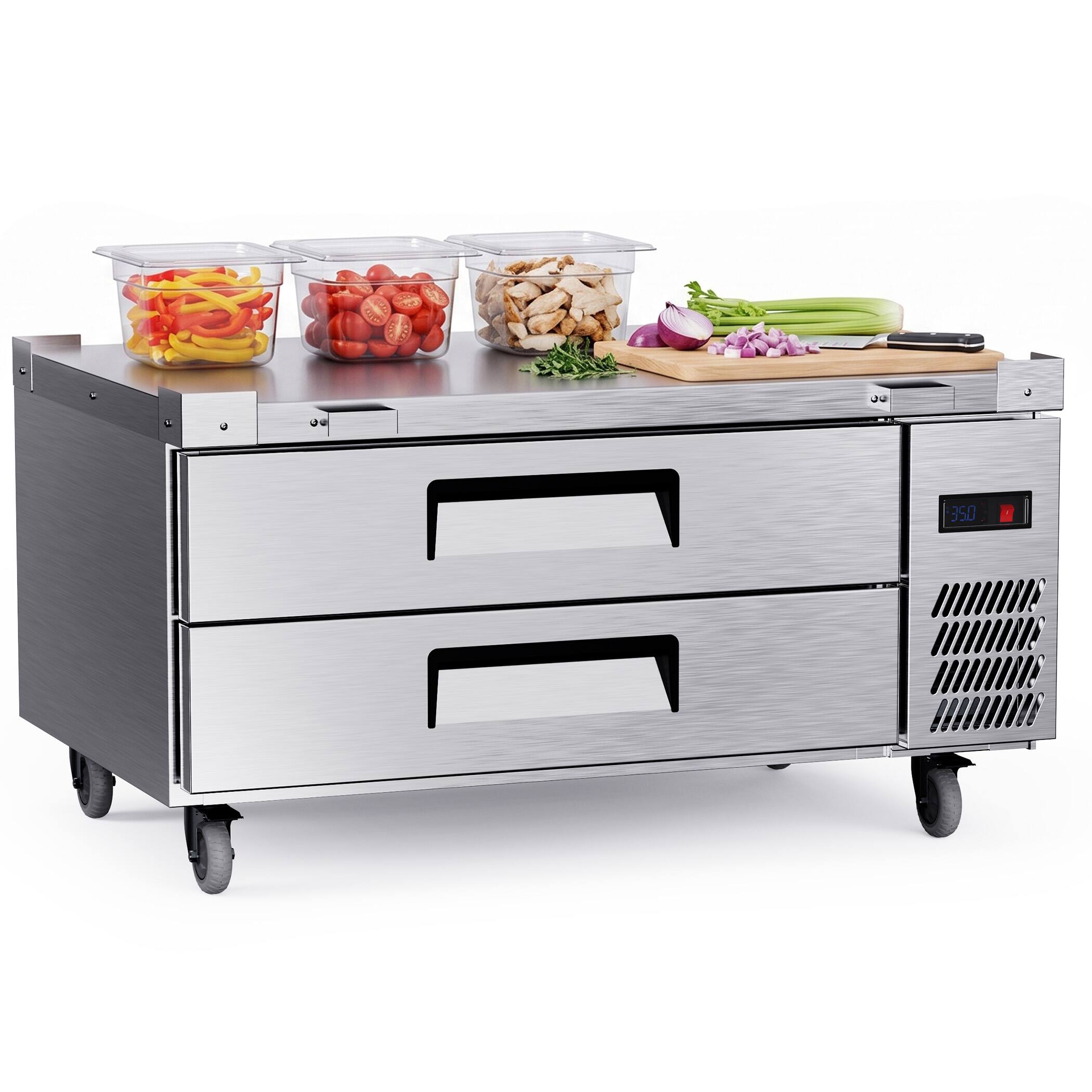 Coolake 48 in. 9.0 cu. ft. Commercial Undercounter Worktop Refrigerator ...