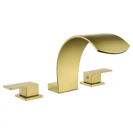 Front. Boyel Living - Brushed Gold Faucet SUS304 Waterfall Spout cUPC Quick Connect Dual Handle - Brushed Gold.