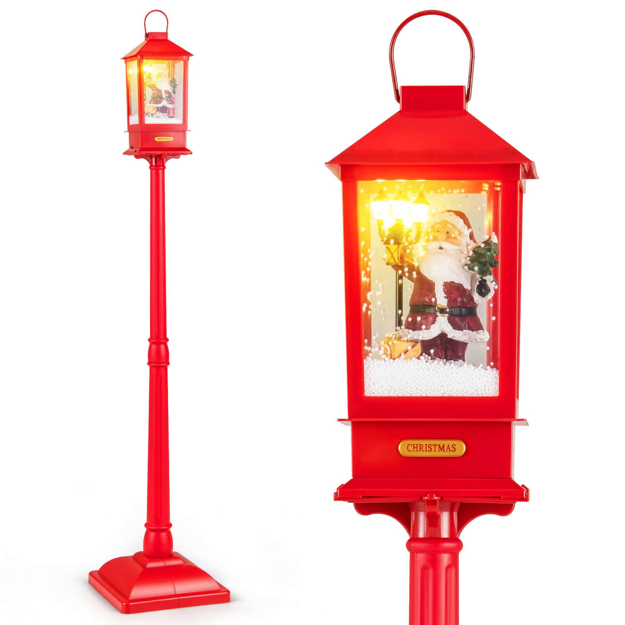 Alt View 9. Costway - Costway 61" Christmas Street Lamp with Detachable Snow Globe Lantern Street Light Inside Advent Calendar - Red.