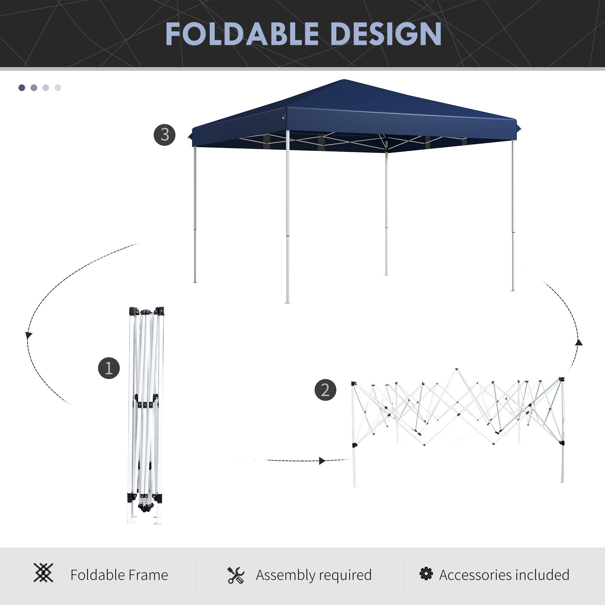 FOLDABLE DESIGN

1. Foldable Frame
2. Assembly required
3. Accessories included