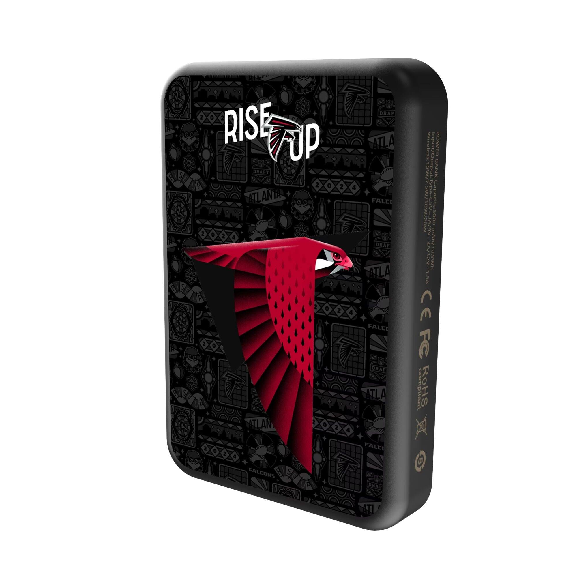 RISE UP  
DRAFT ATLANTA  
FALCONS  
Wireless  
Capacity: 5000 mAh  
Input: 5V/2A  
Output: 5V/2A  
FC compliant  
RoHS  
CE  
FC