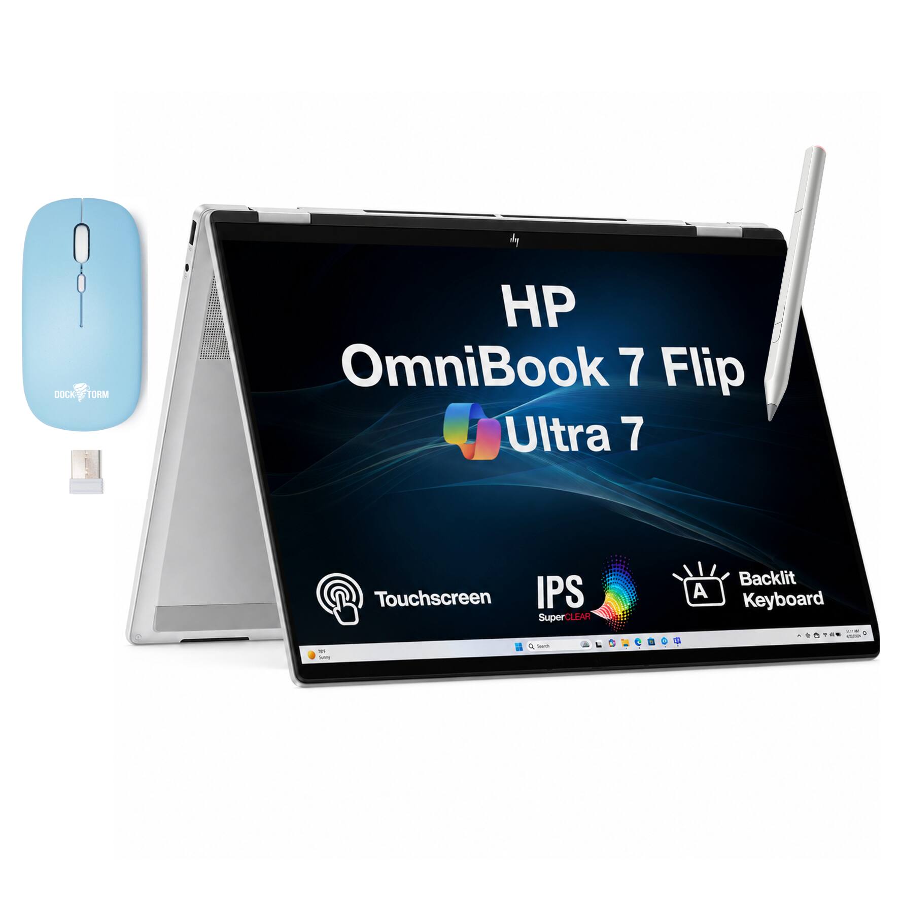 HP - OmniBook 7 Flip 2-in-1 Laptop 16.0 WUXGA Display (Ultra 7-258V, 32GB, Win 11 Home) w/Dockztorm Wireless Mouse - Silver price history on PriceWatchPro