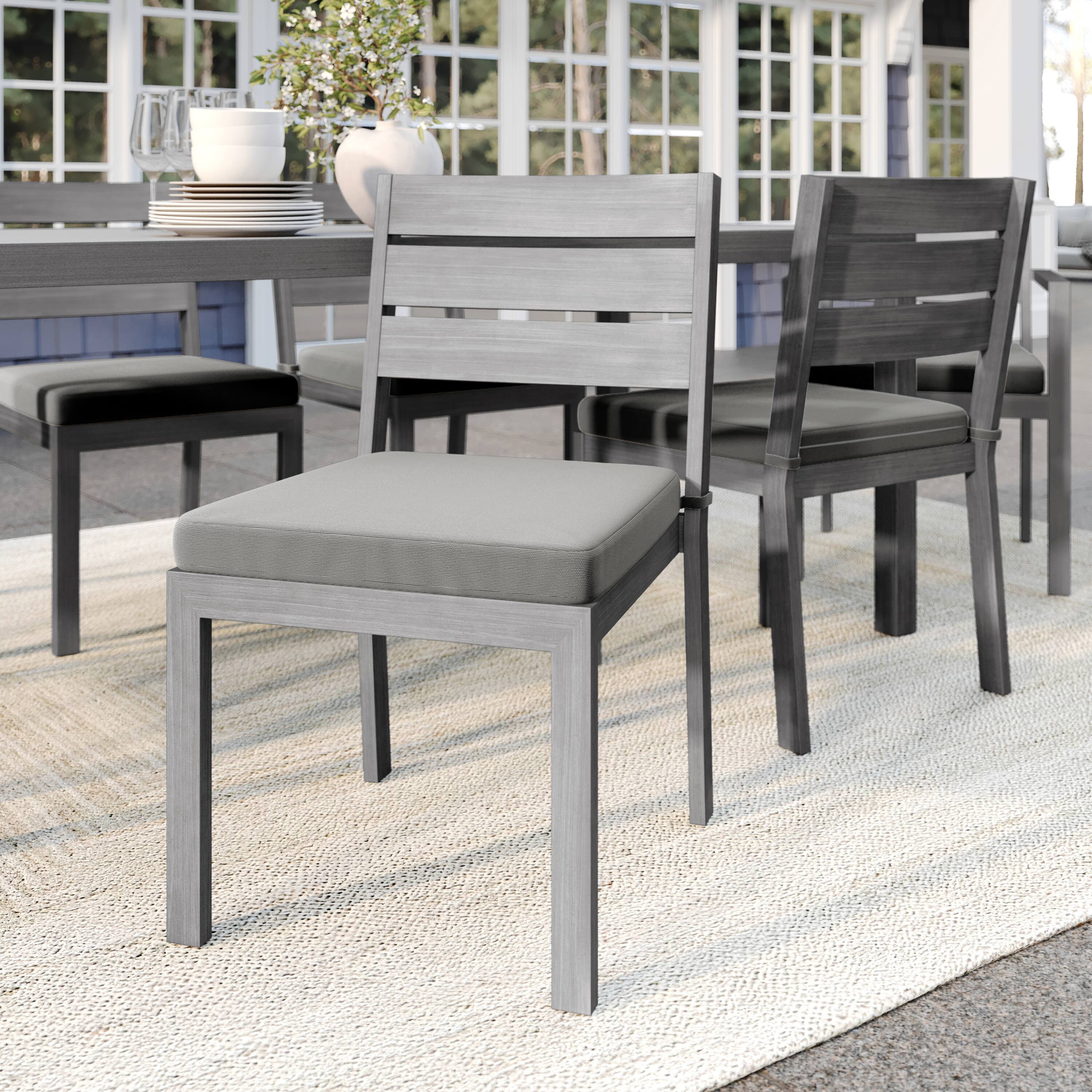 Alt View 4. Martha Stewart - Bedford All-Weather Stacking Patio Side Dining Chair with Seat Cushion - Gray.