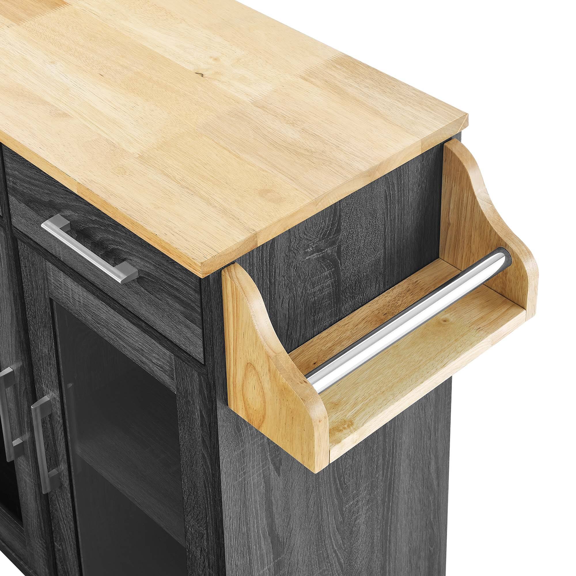 Alt View 7. Modway - Cuisine Kitchen Cart by Modway - Charcoal Natural.