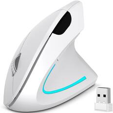 Front. Delton - Delton S12 Vertical Ergonomic Wireless Mouse, 2.4G USB Connection Computer/Laptop Mouse, Black - White.