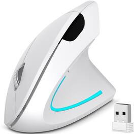 Delton - S12 Vertical Ergonomic Wireless Mouse, 2.4G USB Connection Computer/Laptop Mouse, Black - Wireless - White