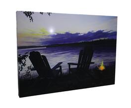 Zeckos - Lighted Canvas Otter Way Fish Shore by Cherie Serrano 17.75 Inches Long - Violet