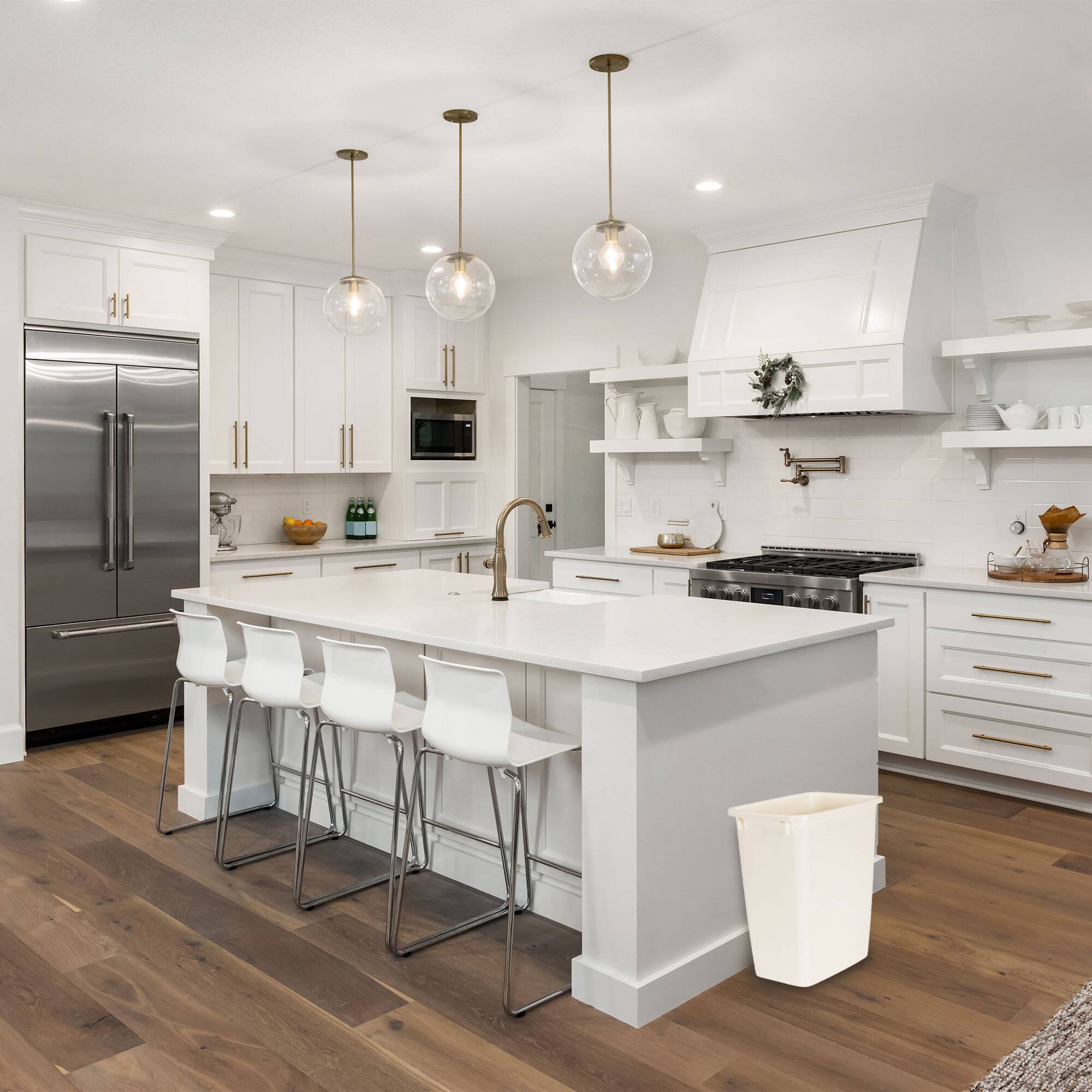 Alt View 3. RubberMaid - Rubbermaid 21 Quart Rectangular Kitchen Wastebasket Trash Can, Bisque (4 Pack) - Beige.