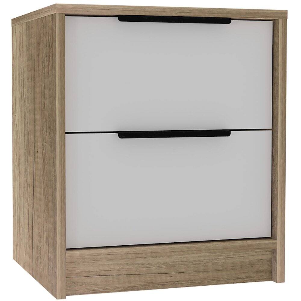TuHome - Kaia Nightstand White / Pine MDF - Black