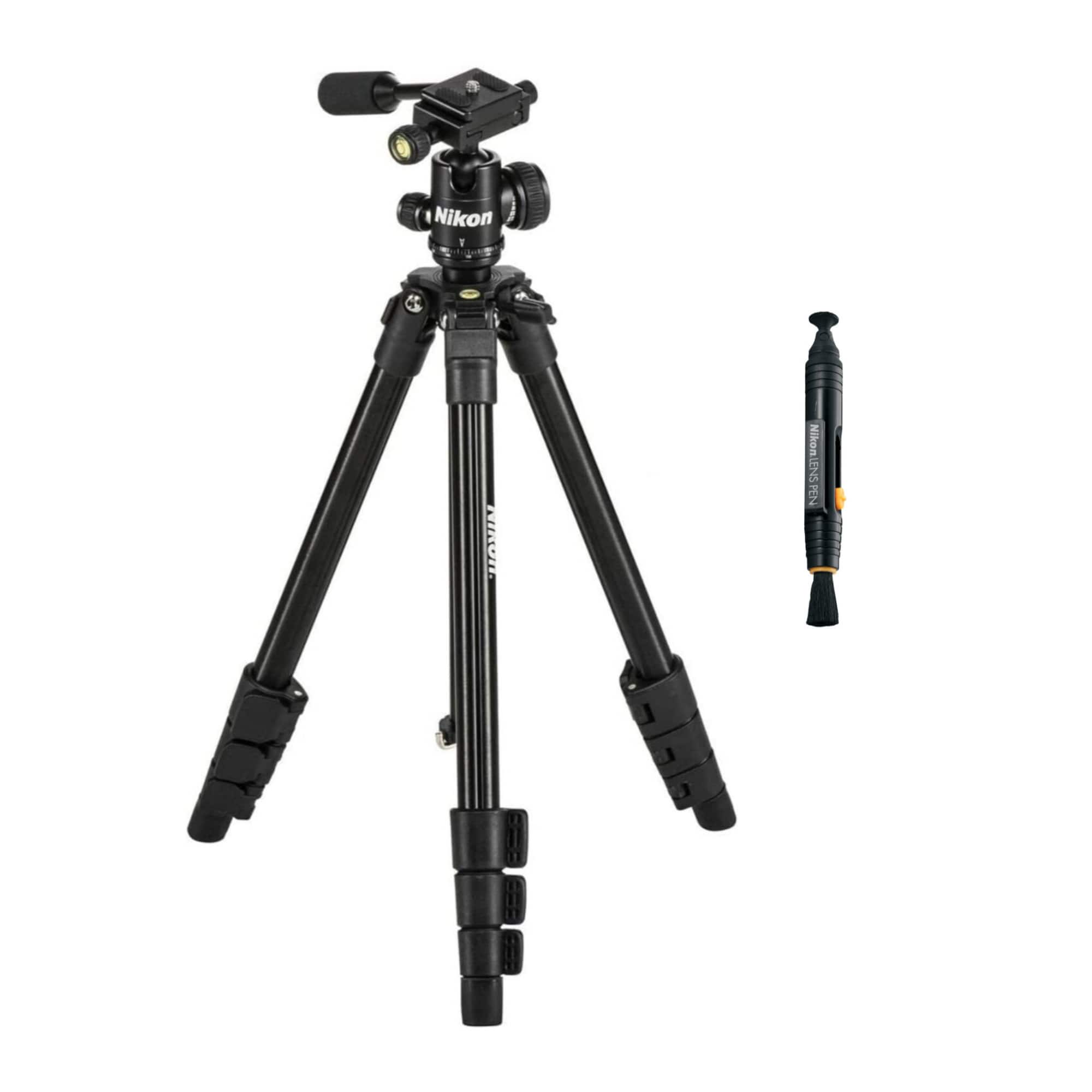 Nikon - 16749 Compact Four-Section Aluminum Tripod (Black) with Cleaning Bundle