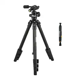 Nikon - 16749 Compact Four-Section Aluminum Tripod (Black) with Cleaning Bundle