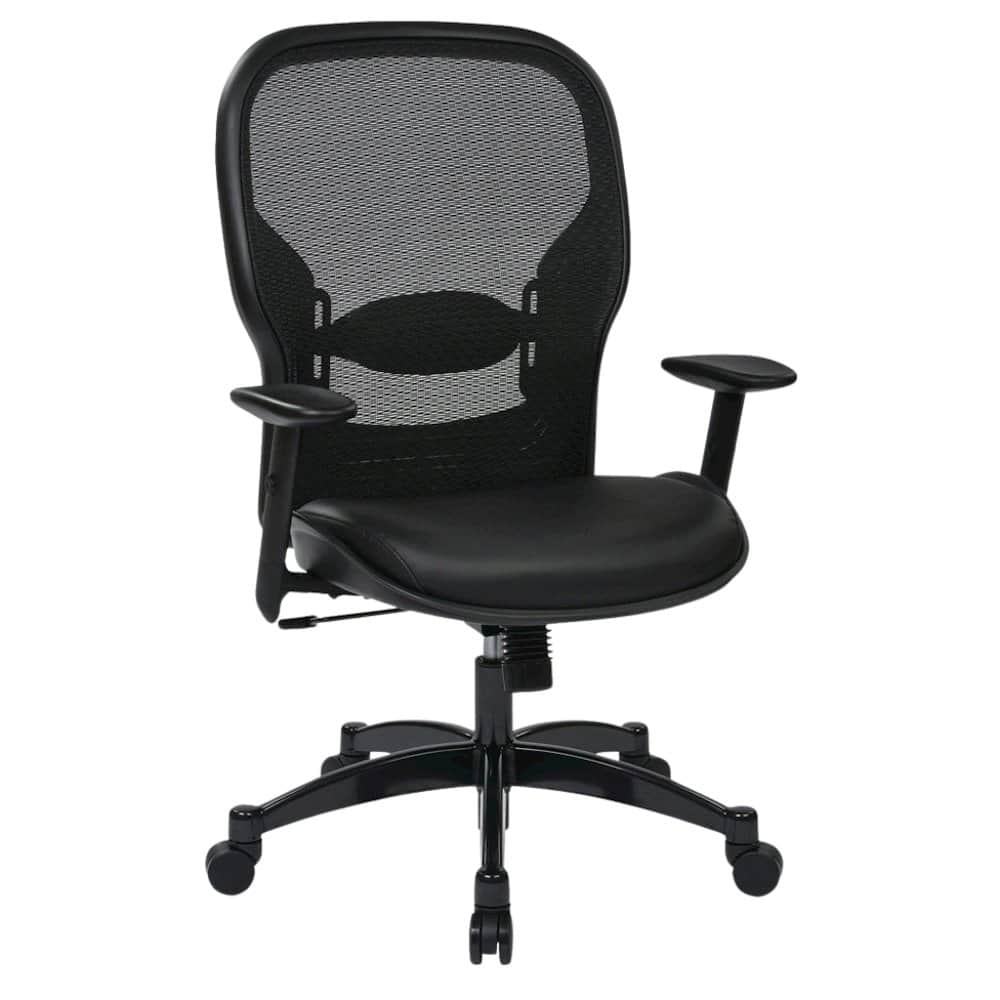 FurniFact - Ergonomic Office Chair – Leather Desk Chair for Home Office Use - Black