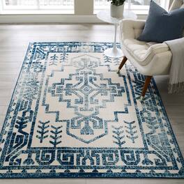 Modway - Reflect Nyssa Distressed Geometric Southwestern Aztec Indoor/Outdoor Area Rug - Ivory and Blue