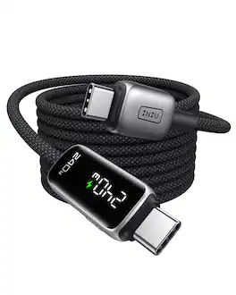 INIU - 240W 6.6ft USB-C Charging Cable, with Wattage Display, Fast Charging Braided Cable for iPhone 17, Samsung, MacBook, etc. - Black