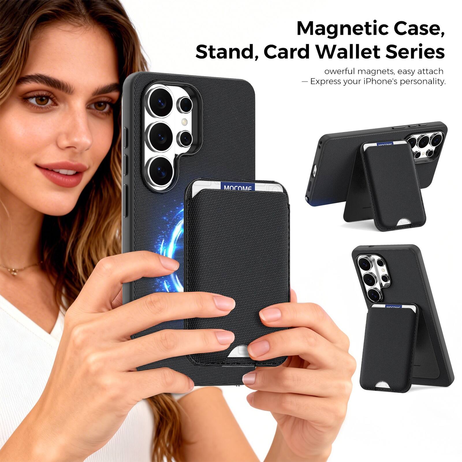 Magnetic Case, Stand, Card Wallet Series  
owerful magnets, easy attach  
Express your iPhone's personality.