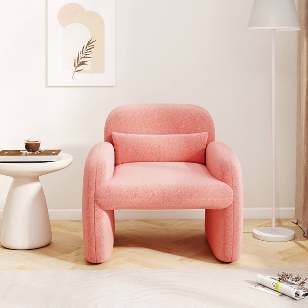 Alt View 2. Pefilos - Modern Accent Chair with Waist Pillow and Armrests for Indoor as Home Living Room Bedroom, Pink - Pink.