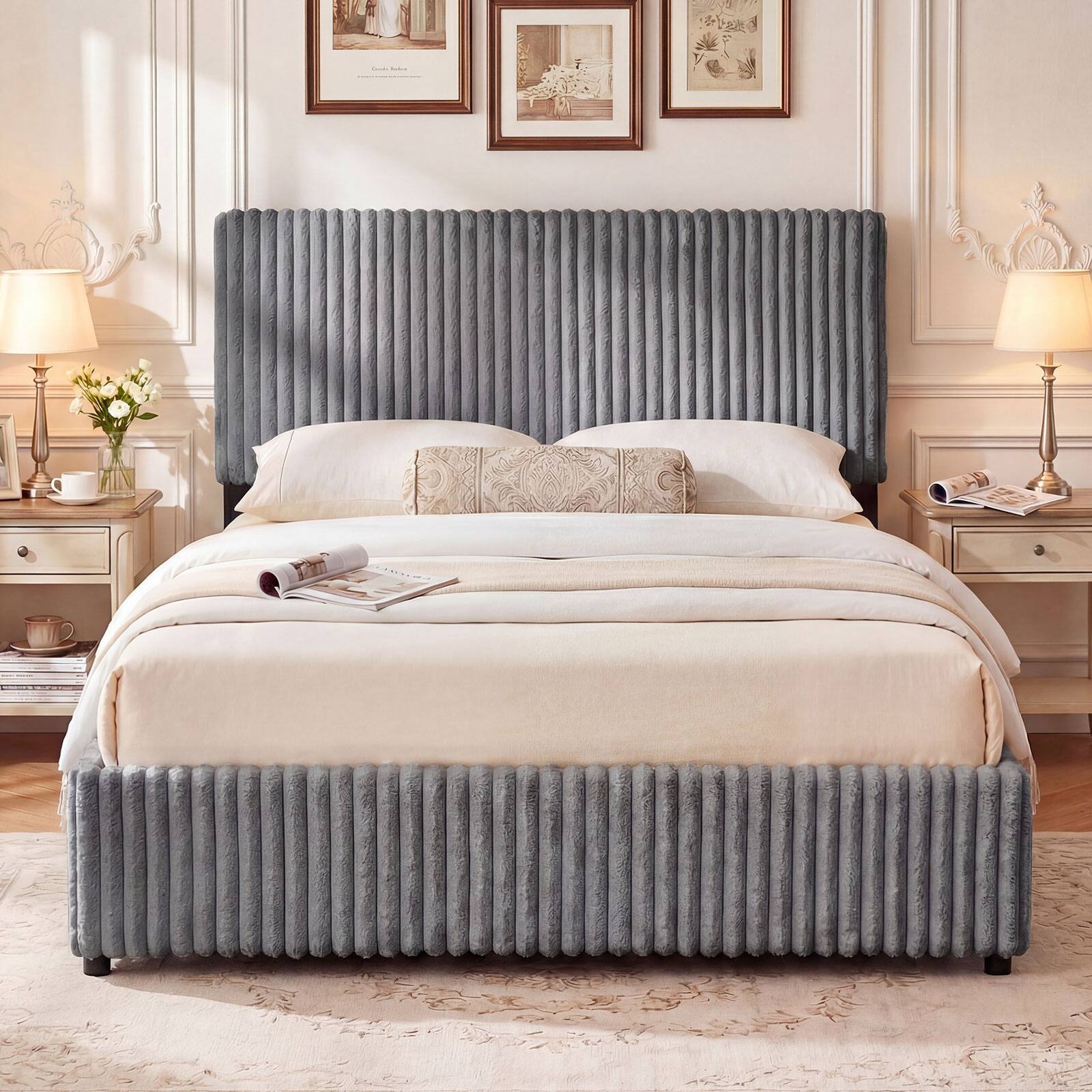 Alt View 4. Gymax - Gymax Queen Size Lift-up Storage Bed w/Hydraulic Lifts Wooden Slat Support Grey - Gray.