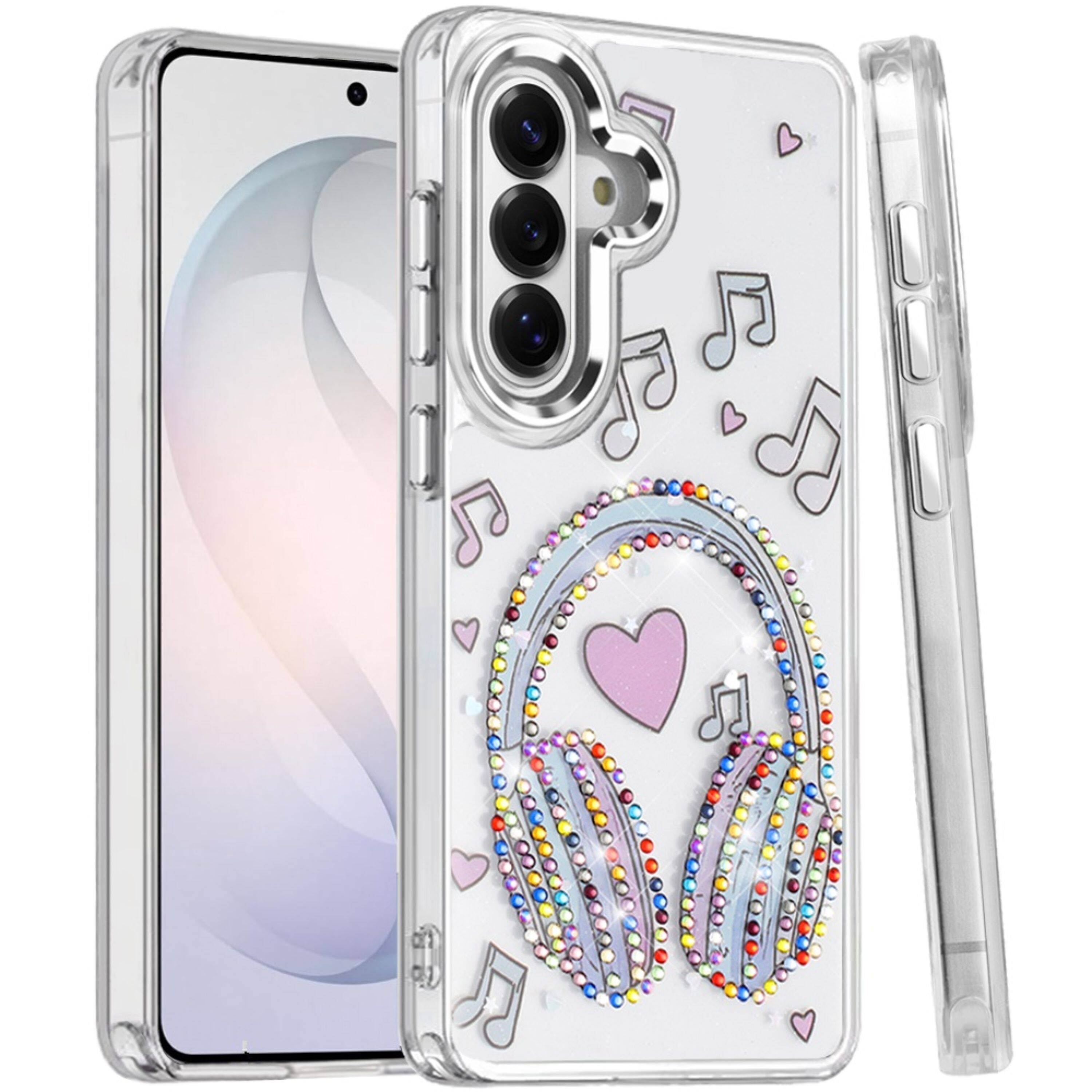 Angle. Kitcheniva - Elegant Epoxy Crystal Jewel Decorative Case With Tempered Glass For Samsung S26 FE G - Multicolor.