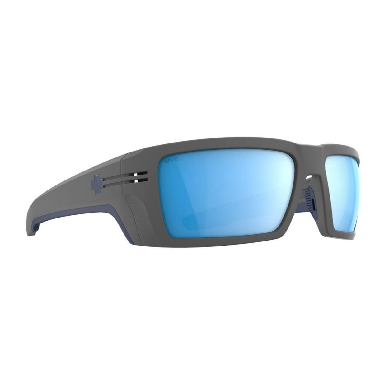 Front. Spy Optic - SPY Optic Rebar SE Matte Gray and Happy Boost Polar Ice Blue Mirror Sunglasses - Blue/Gray.