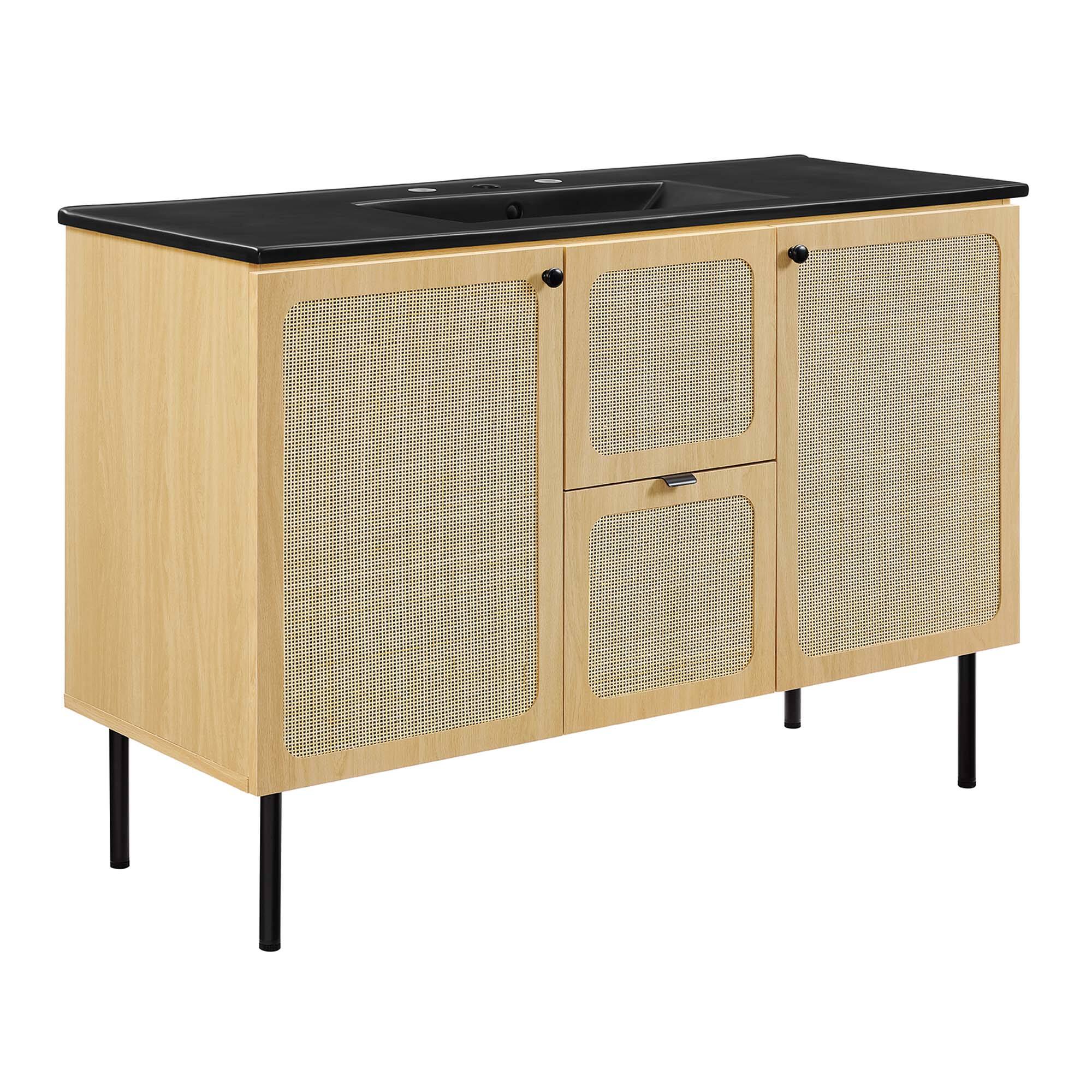 Angle. Modway - Chaucer Bathroom Vanity with Black Basin Included by Modway - Oak Black.