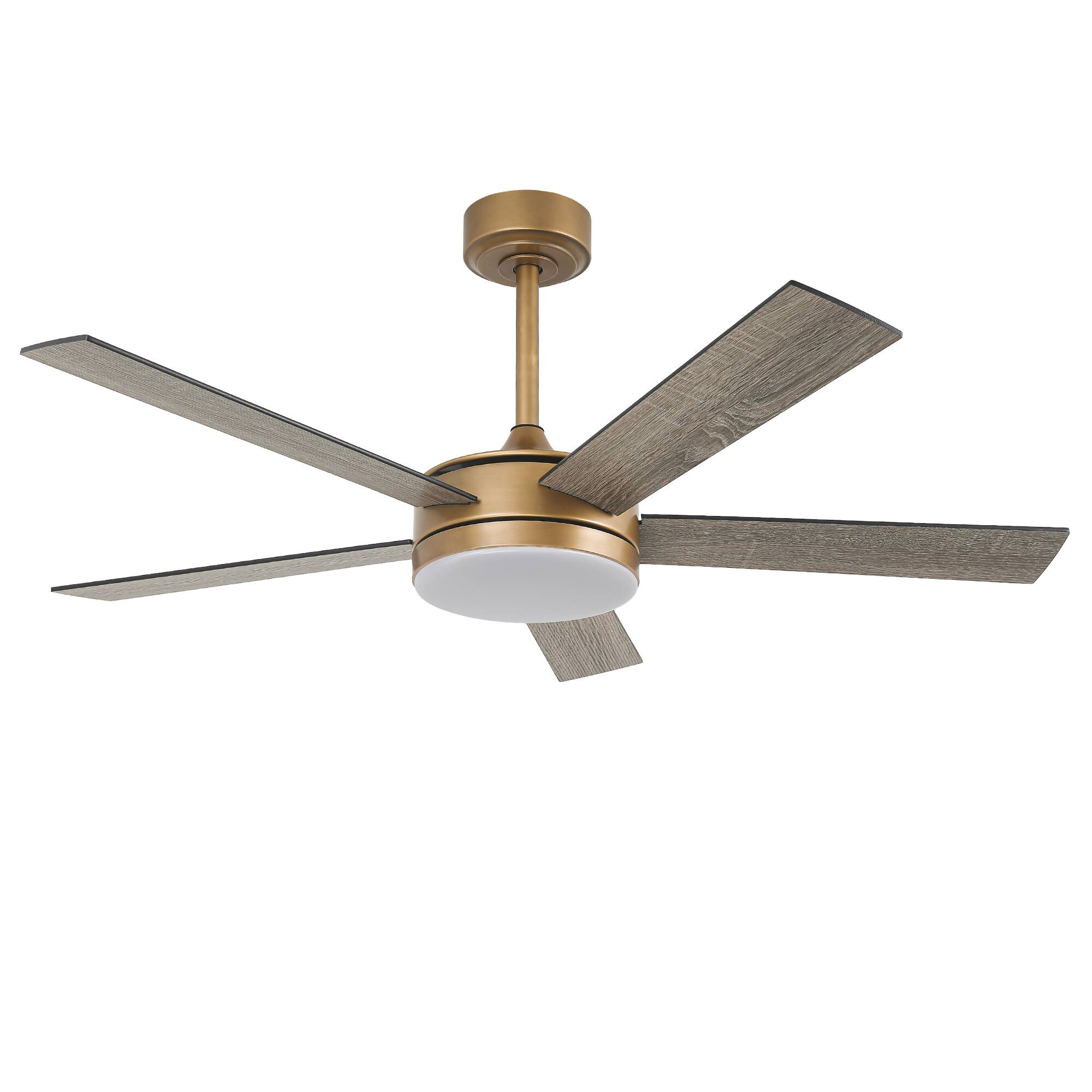 Alt View 5. Vaczon - 48" Modern Dimmable LED Smart Ceiling Fan with Light and App, Remote and Reversible Blades - Gold.