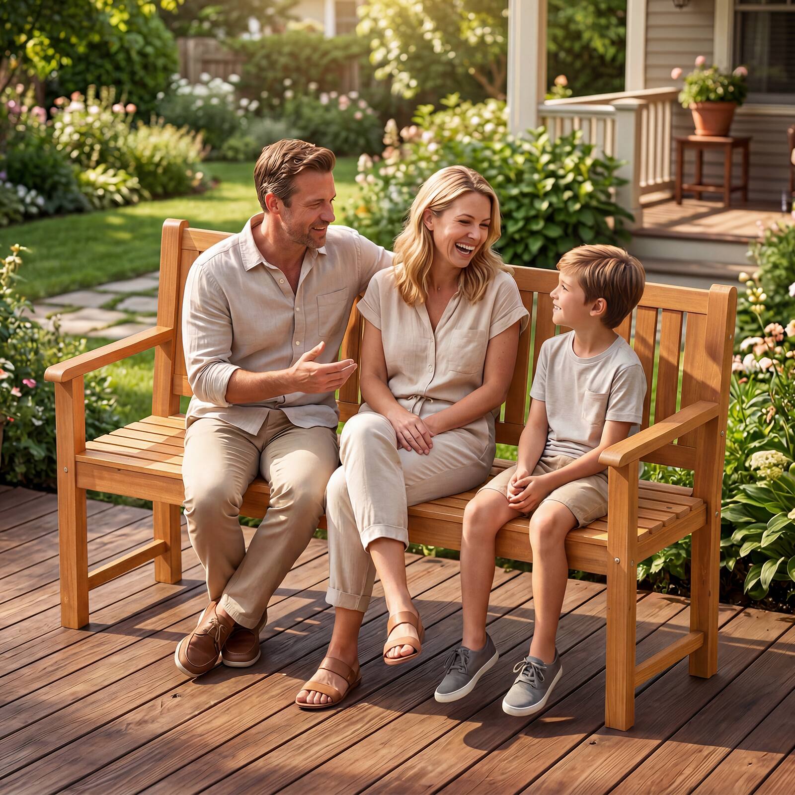 Alt View 4. Gymax - Gymax 3-Seater Outdoor Wooden Bench 59'' Large Garden Bench w/ Backrest Armrests Yellow - Yellow.