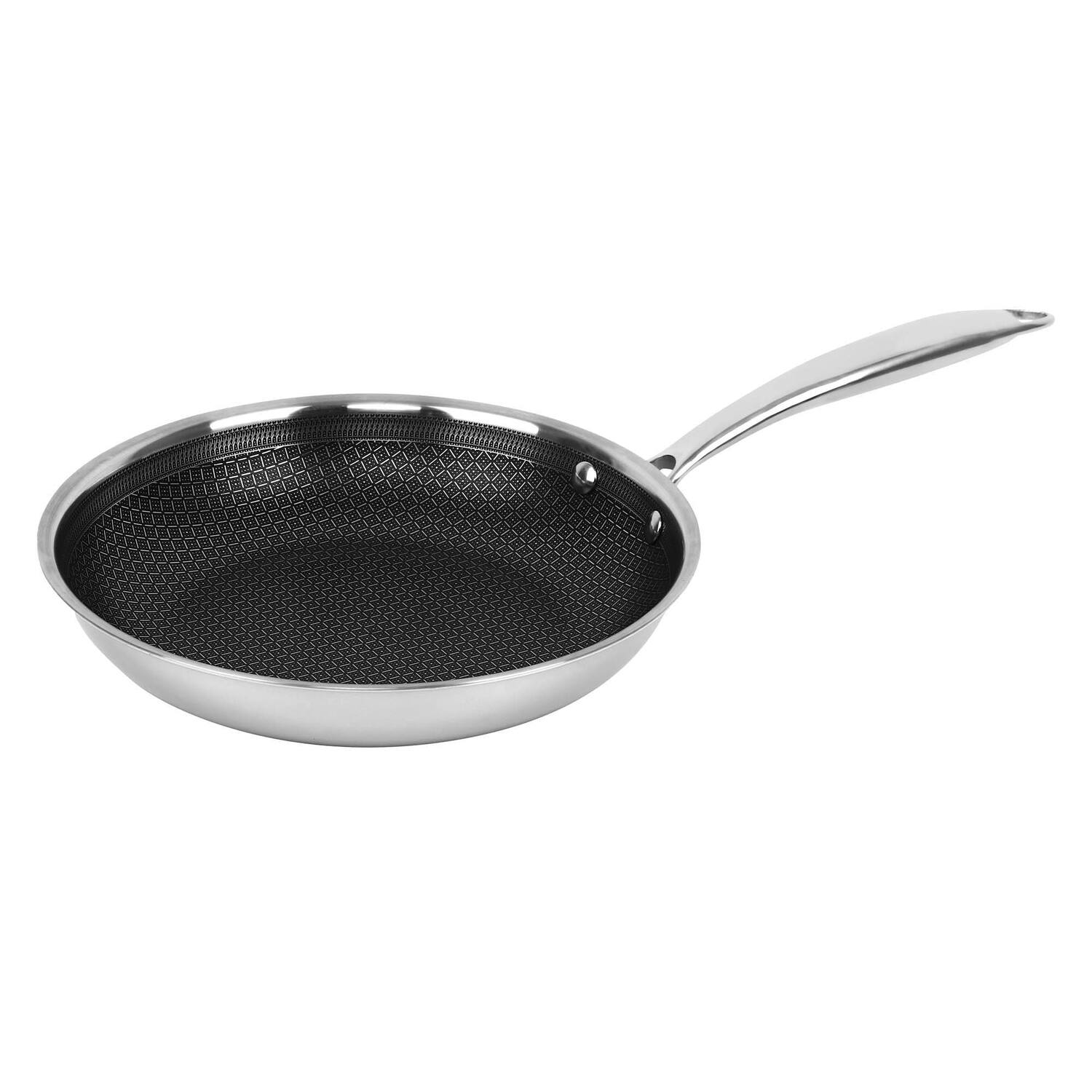 Front. Brentwood - Brentwood B-fh24 3-ply Hybrid Non-stick Stainless Steel Induction-ready Frying Pan (9.5 In.) - silver.