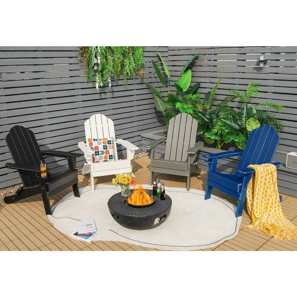 Left. Pefilos - Weather Resistant Patio Chair, Folding Chair with Built-in Cup Holder, Navy - Blue.