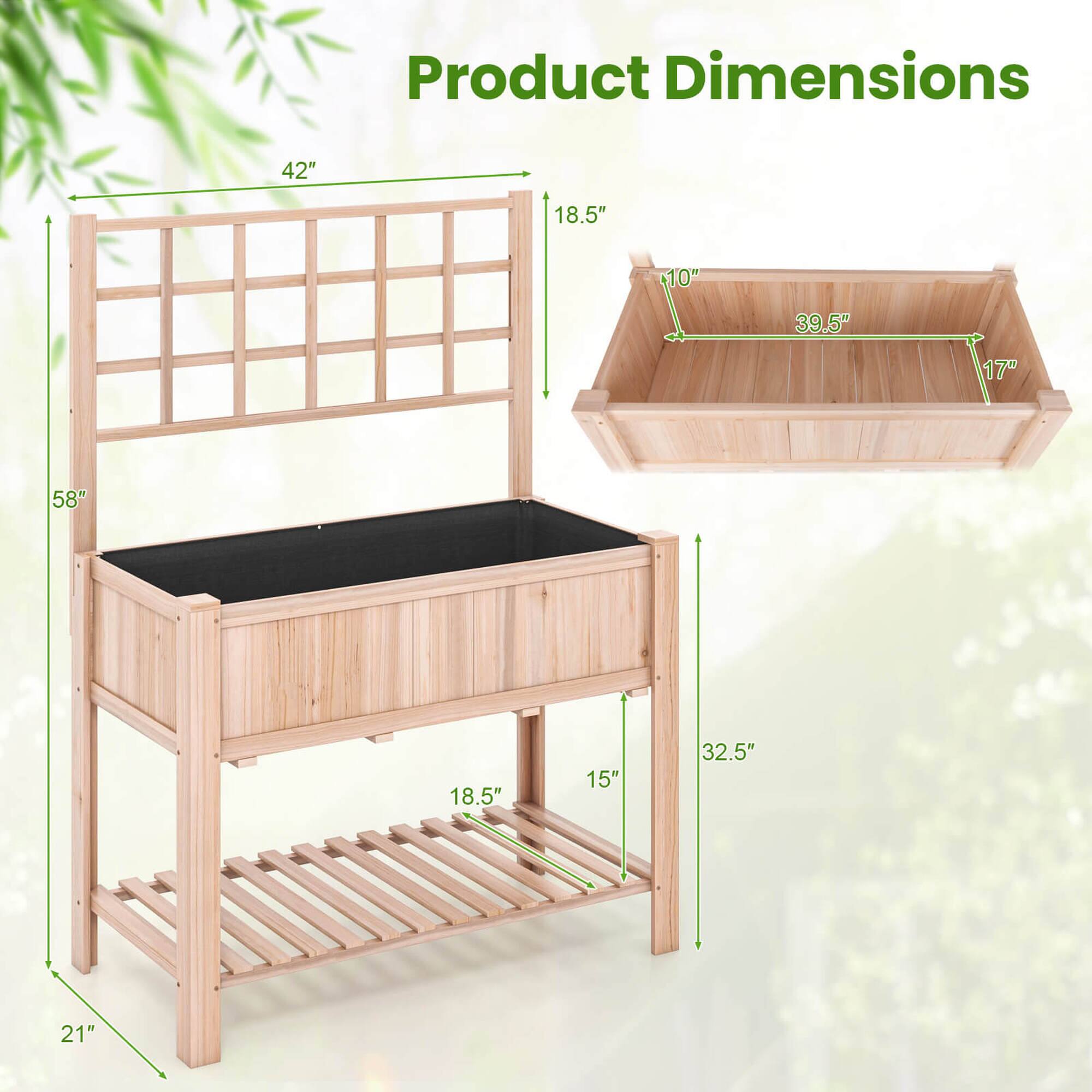 Product Dimensions: 42" x 18.5" x 10"

1. 39.5" x 17" x 58"
2. 18.5" x 15" x 32.5"
3. 21"