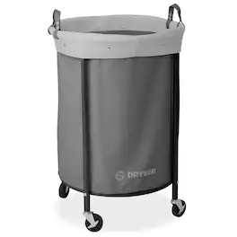 Dryser - Commercial Round Rolling Canvas Bin Laundry Hamper on Wheels - Gray