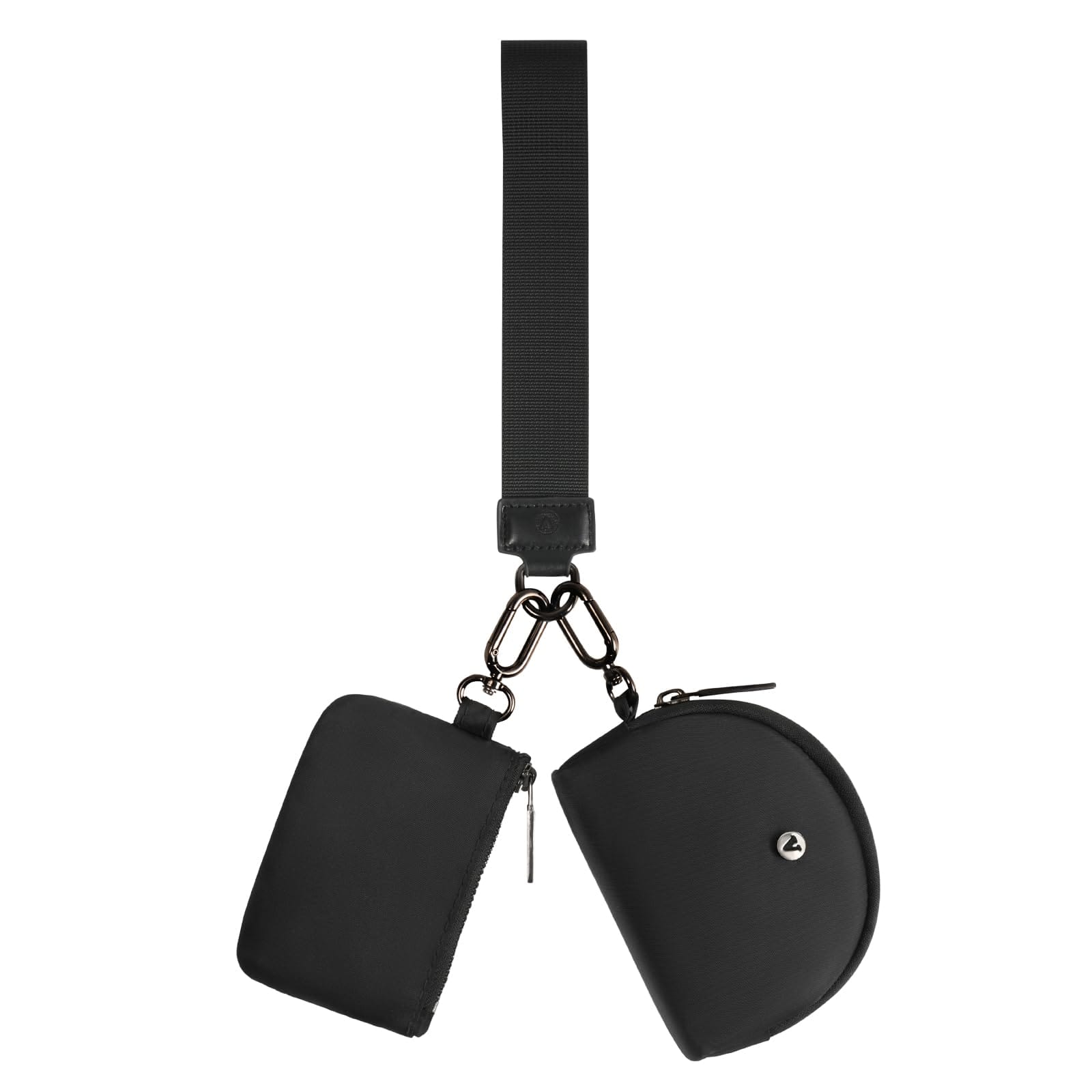 Jadie Link - Keychain Wallet Wristlet Wallets Women Mini Zip Dual Pouch KeyChain WalletKeyChain Wallet secure zipper sturdy metal - black+black