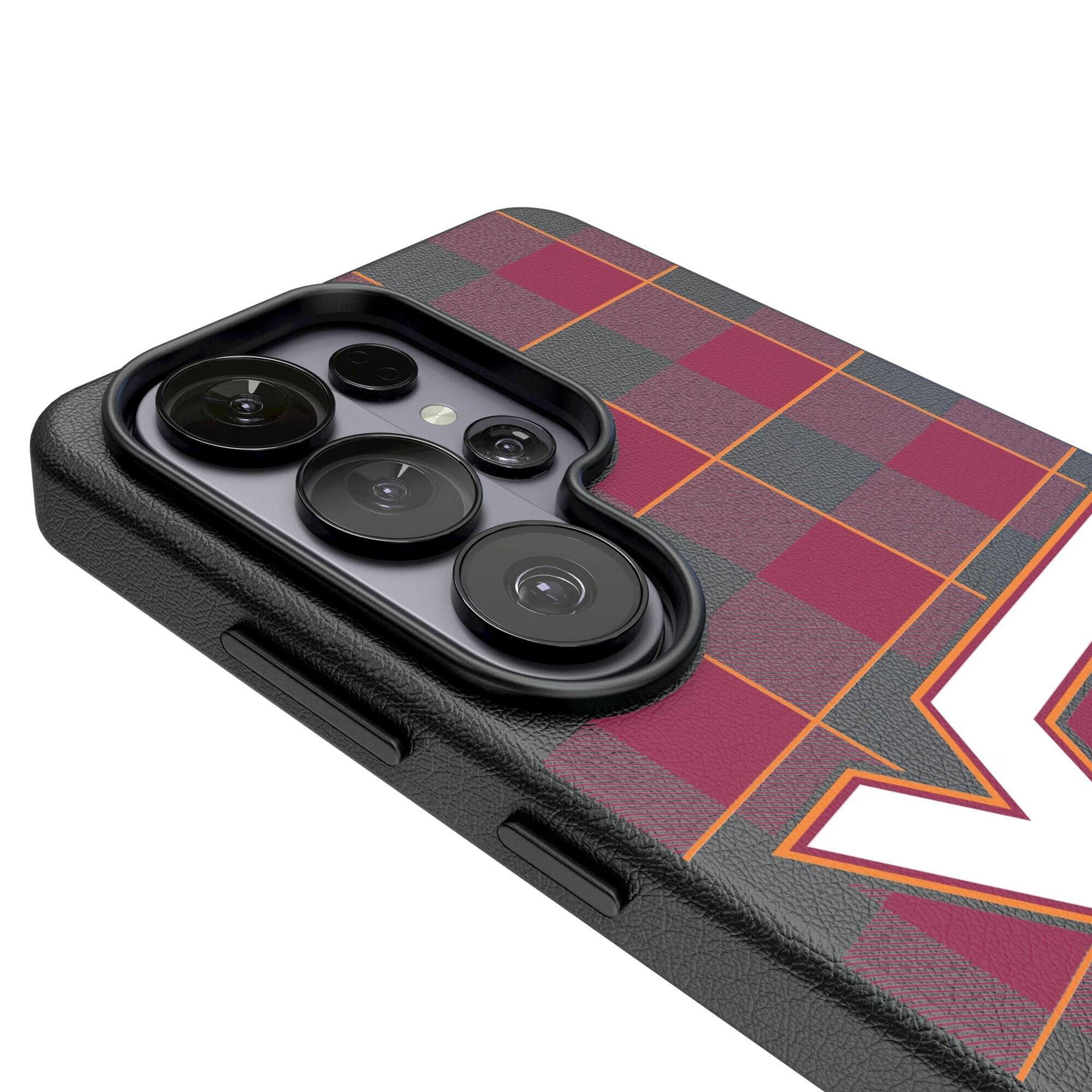 Alt View 2. Keyscaper - Virginia Tech Hokies Plaid Galaxy Magnetic Bump Case - S24 Ultra - Black.