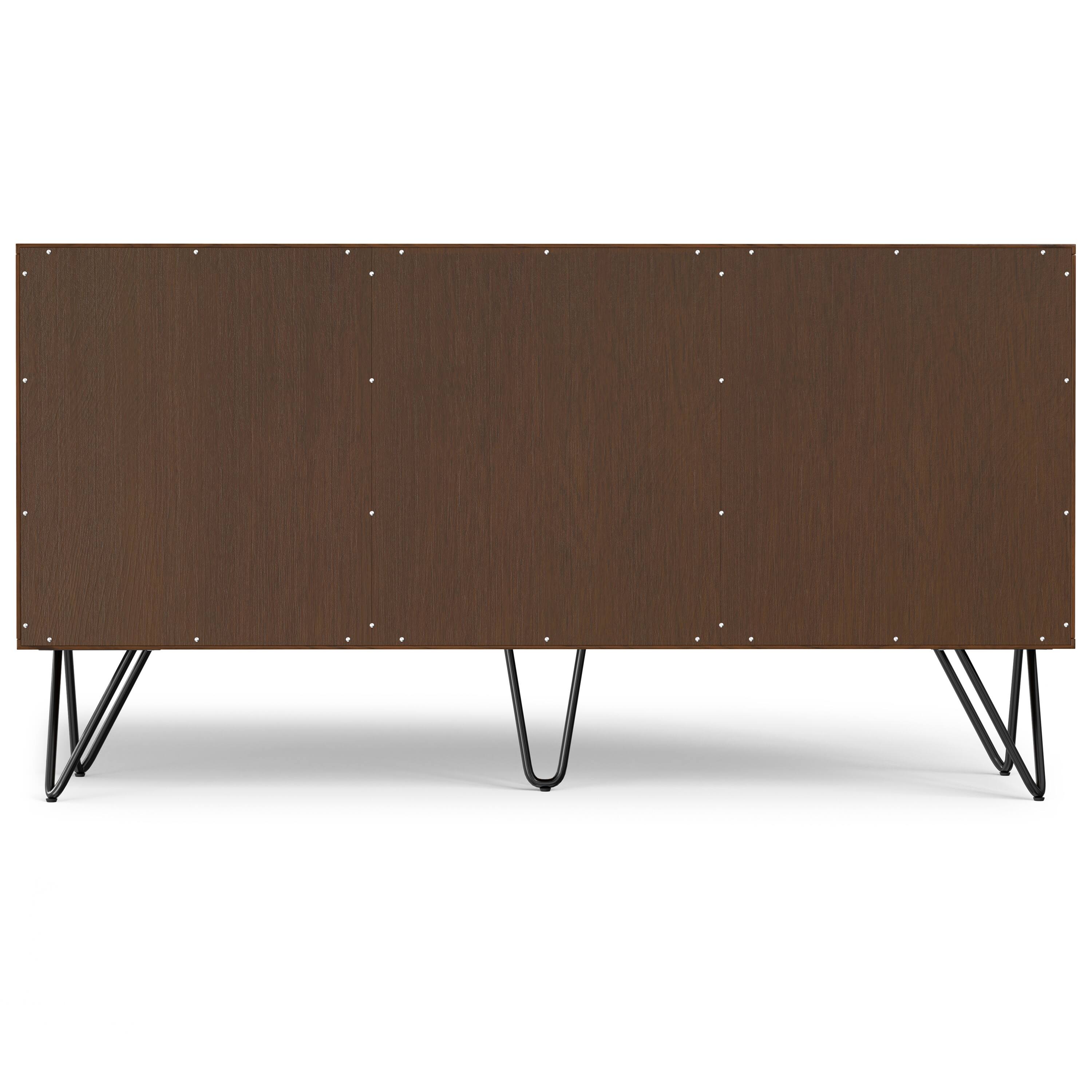 Alt View 1. Simpli Home - Hunter 3 Door Sideboard Buffet in Walnut Veneer - Walnut Veneer.