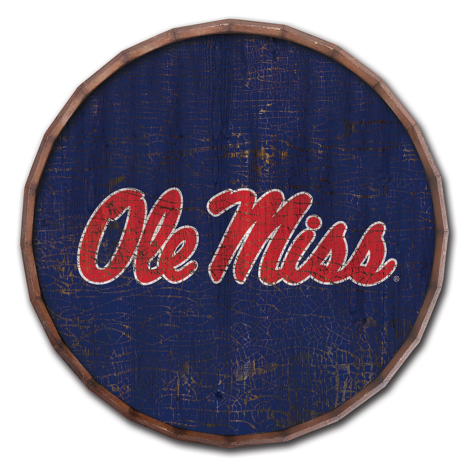 Ole Miss Rebels 24" Cracked Color Barrel Top Sign