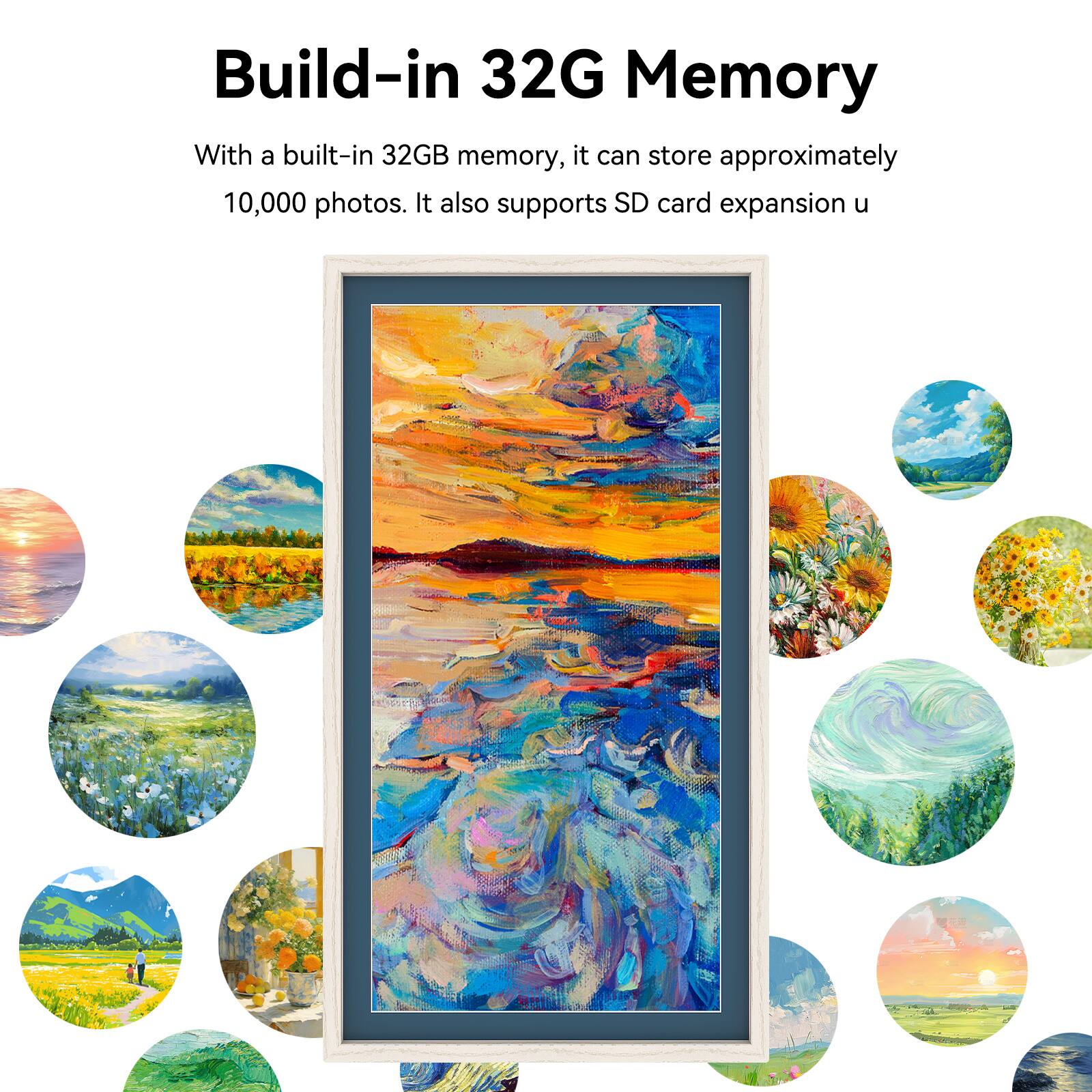 Build-in 32G Memory

With a built-in 32GB memory, it can store approximately 10,000 photos. It also supports SD card expansion.