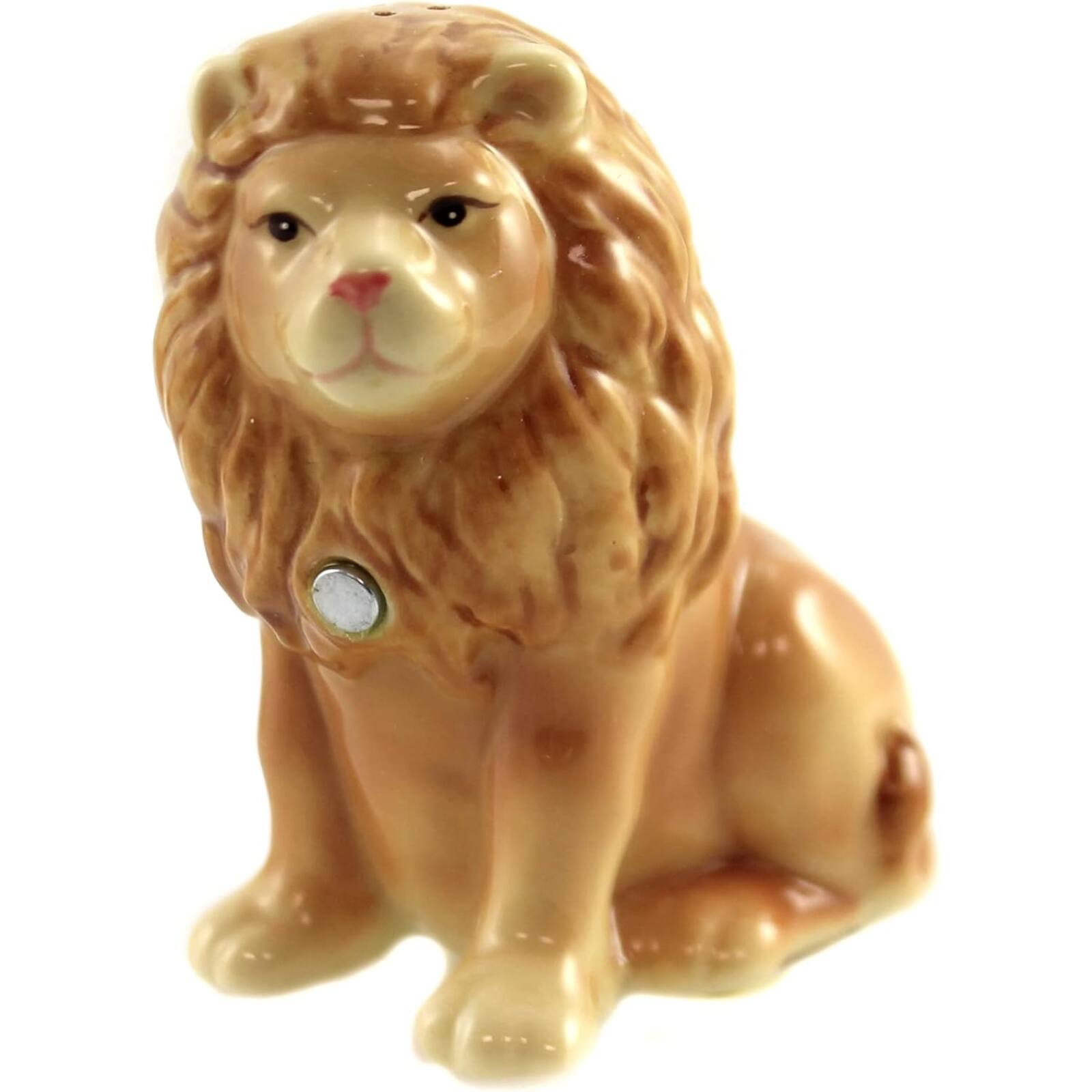 Left. Pacific Trading - 4.75 inches Animal Kingdom Mr. and Mrs. Lion Couple Magnetic Salt and Pepper Shaker Kitchen Set - Tan.