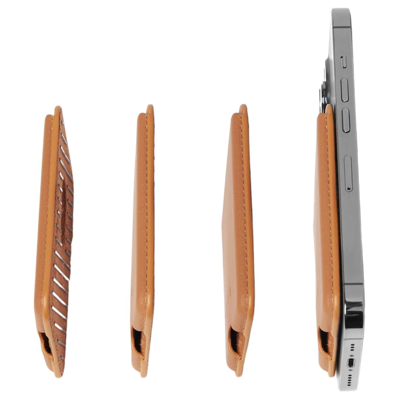 Alt View Zoom 3. Mujjo - Full Leather Magnetic Wallet for Apple iPhone - Light Tan.