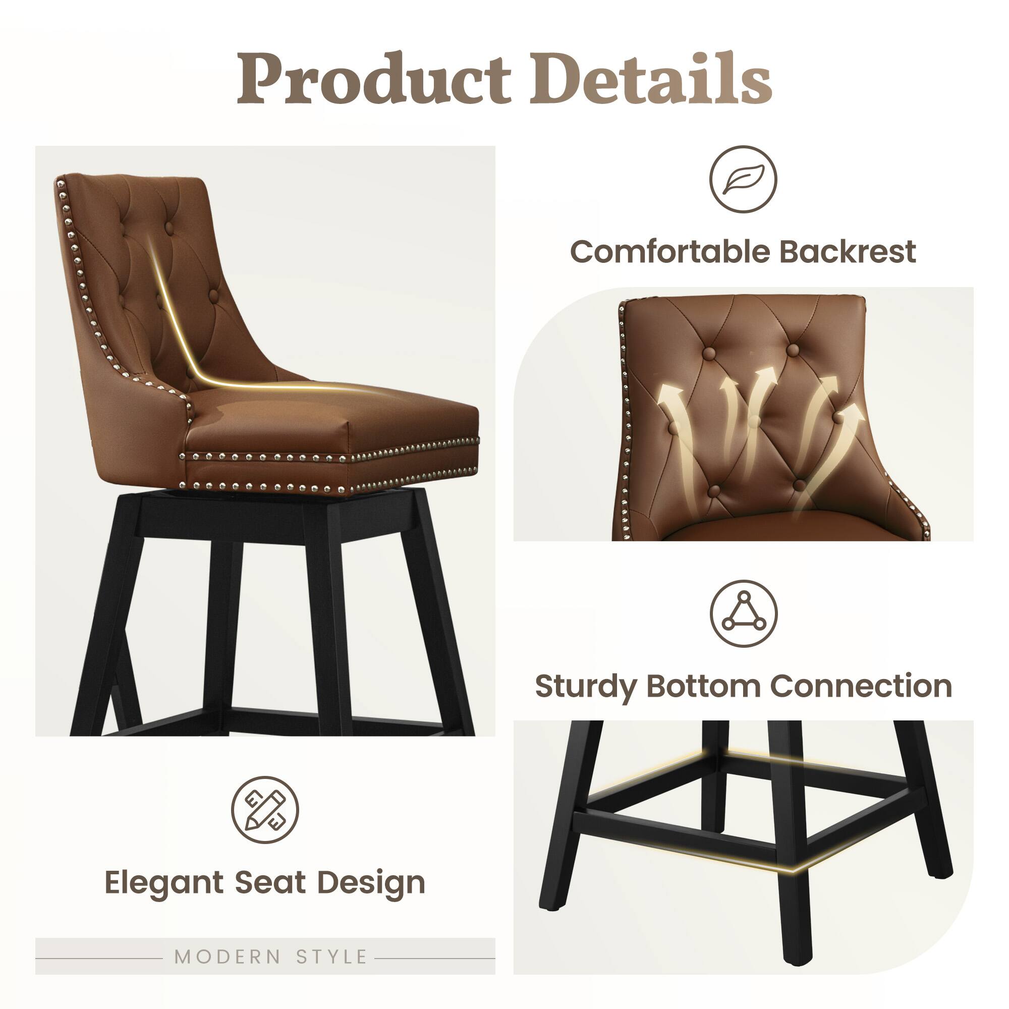 Product Details

- Comfortable Backrest
- Sturdy Bottom Connection
- Elegant Seat Design

MODERN STYLE