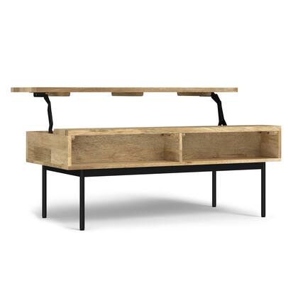 Front. Simpli Home - Reeves SOLID MANGO WOOD 46 inch Wide Rectangle Lift Top Coffee Table in Natural - Natural.