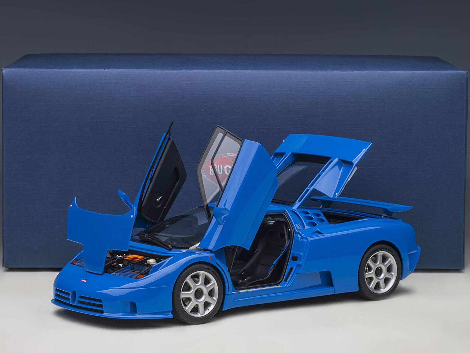 Alt View 5. Autoart - Bugatti EB110 SS Super Sport French Racing Blue with Silver Wheels 1/18 Model Car by Autoart.