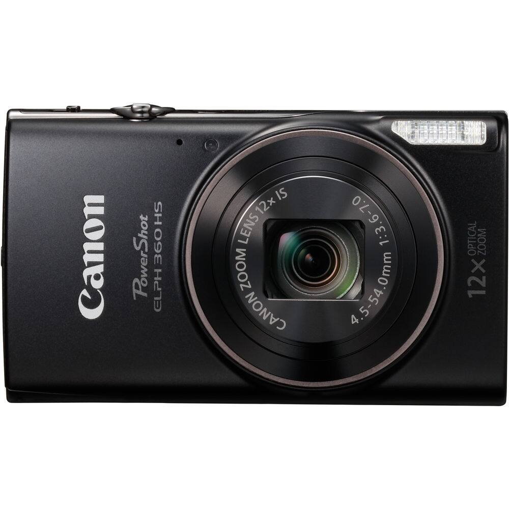 Canon PowerShot ELPH 360 HS  
12x Optical Zoom  
4.5-54.0mm  
1:3.6-7.0  
Canon Lens
