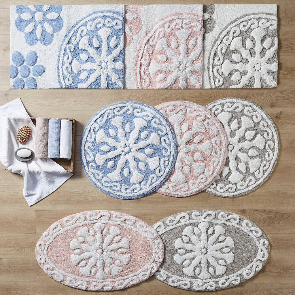 Alt View 2. APRILSOUL - Global Medallion Cotton Bath Rug Plush Super Absorbent Multiple Sizes Colors - Pink.